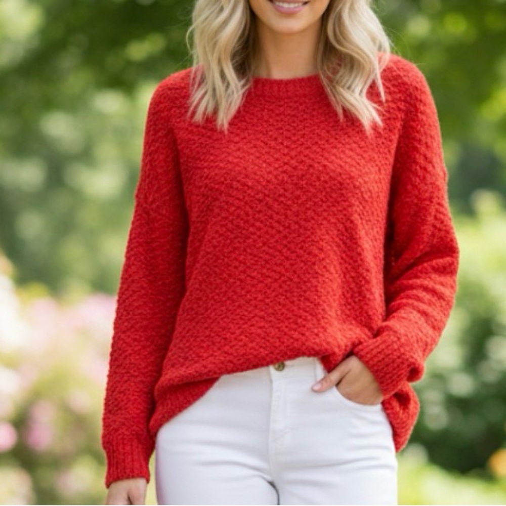 NWT Miracle Vibrant Red Crew Neck Sweater